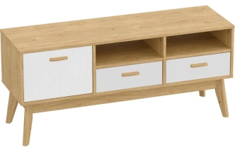Тумба под ТВ Калгари, дуб светлый / белый матовый