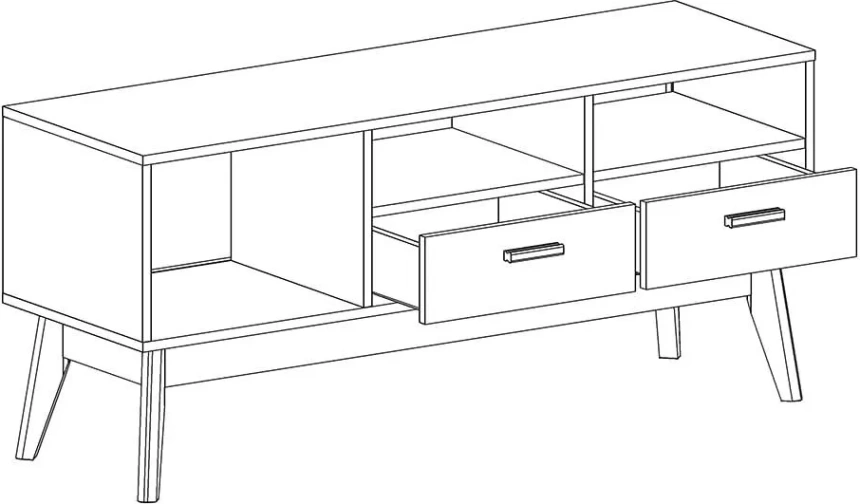 Тумба под ТВ Калгари, дуб светлый / белый матовый
