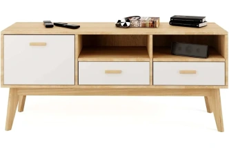 Тумба под ТВ Калгари, дуб светлый / белый матовый