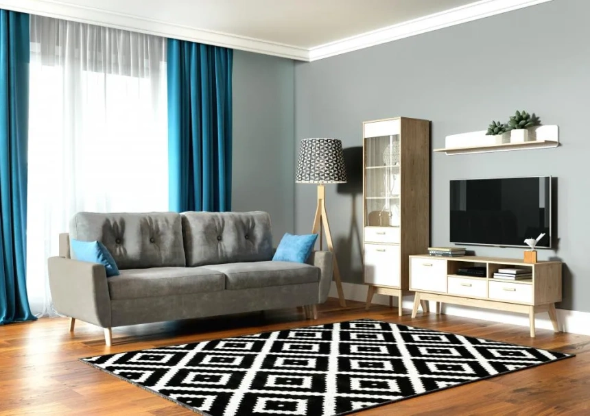 Тумба под ТВ Калгари, дуб светлый / белый матовый