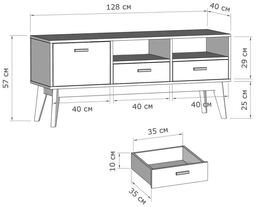 Тумба под ТВ Калгари, дуб светлый / белый матовый