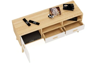 Тумба под ТВ Калгари, дуб светлый / белый матовый