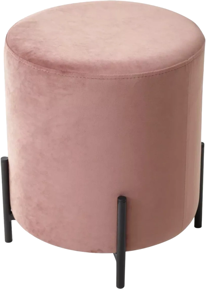 Пуф Феликс, круглый, розовый #15, велюр / черный каркас
