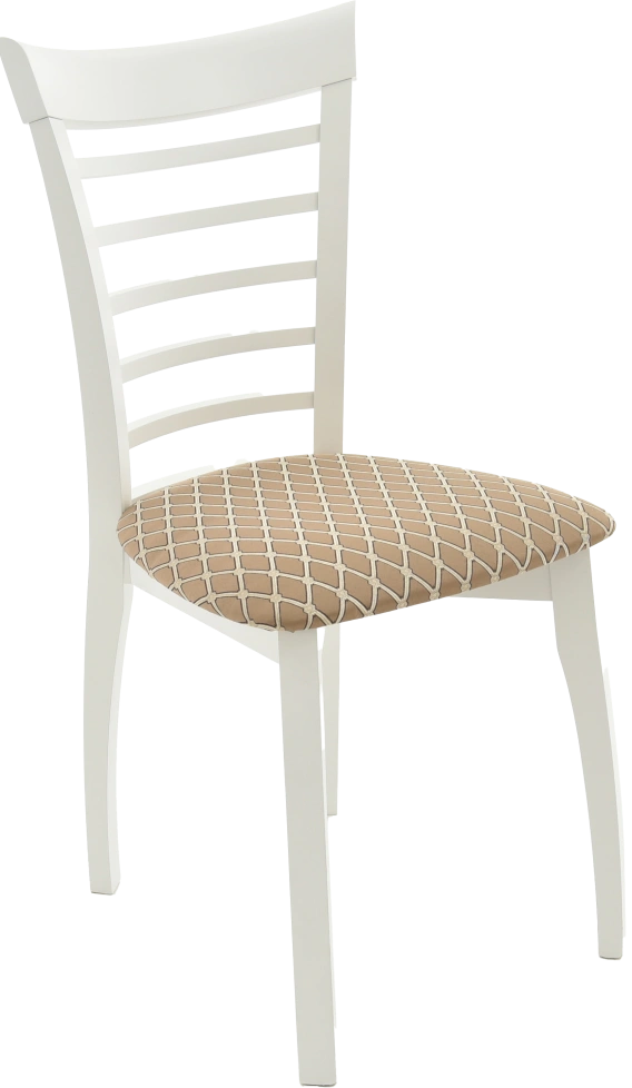 Стул Бурбон, деревянный с мягким сиденьем, призма 37-1 жаккард, каркас эмаль белая