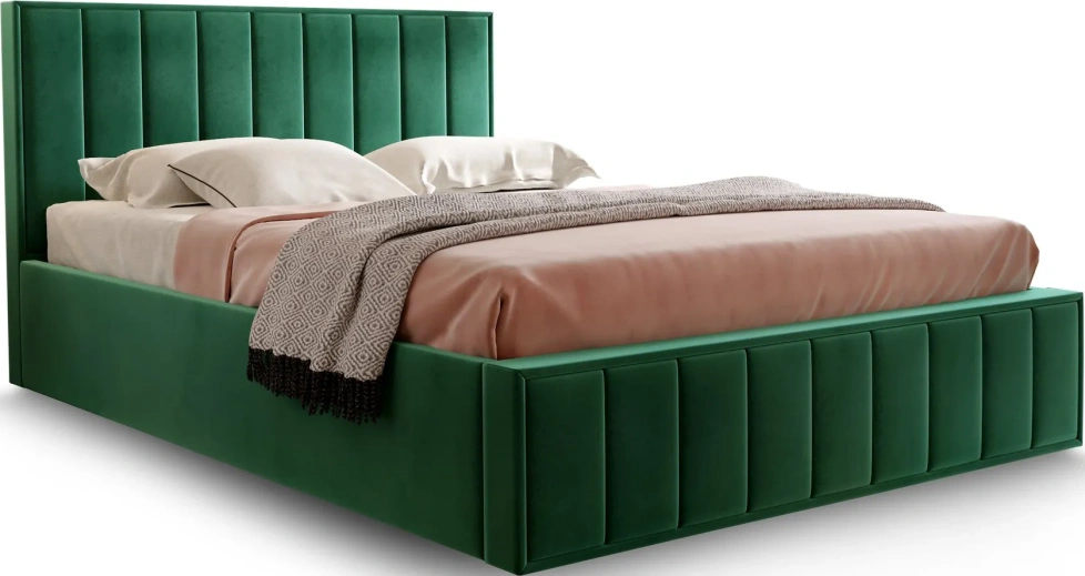 Кровать Женева 140, полутораспальная, мягкая, мора зеленый