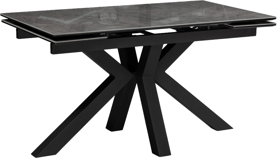 Кухонный обеденный раздвижной Бронхольм, 140(200), керамика, baolai, каркас черный