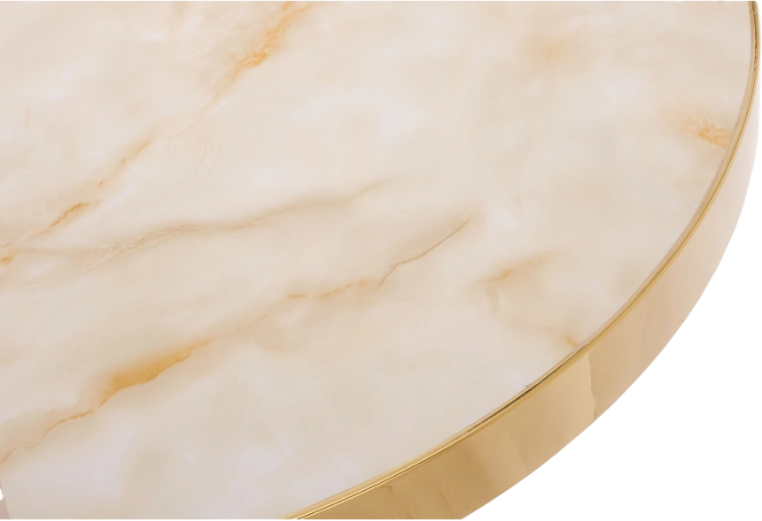 Кухонный стол Dorian 70x76, МДФ, white, каркас золотой 