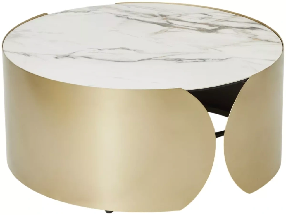 Журнальный стол Brant, KL-188, контрастный мрамор матовый, итальянская керамика, шампань