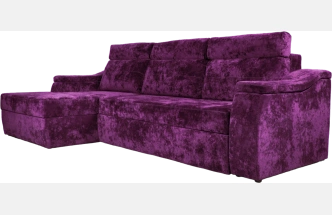 Диван угловой Бруно, ткань Plush purple velvet, нить белая, угол левый