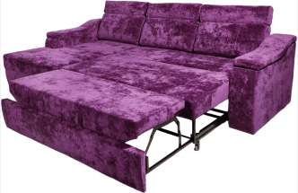 Диван угловой Бруно, ткань Plush purple velvet, нить белая, угол левый