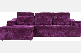 Диван угловой Бруно, ткань Plush purple velvet, нить белая, угол левый