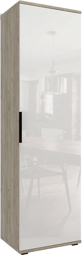 Шкаф гардеробный Альянс, однодверный, распашной, Дуб крафт / Белый глянец