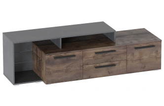 Тумба под ТВ Глазго, с ящиками и полками, металл бруклин / таксония