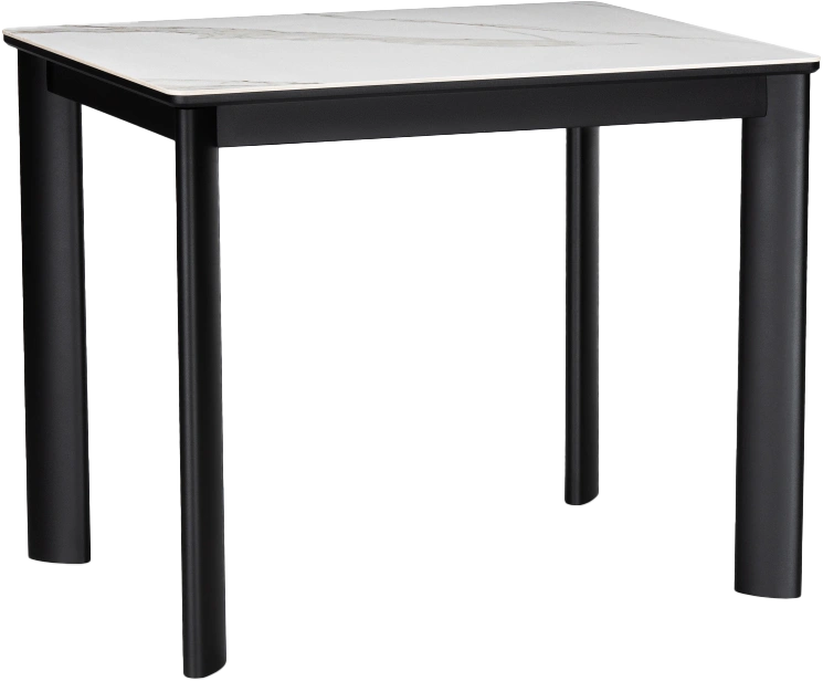 Кухонный стол раздвижной Кина, 90(130), керамика, alpine white, каркас черный