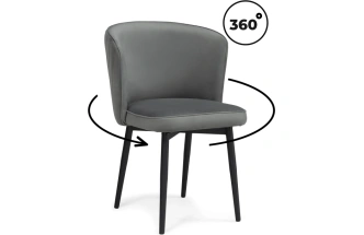 Стул мягкий Фрибур, крутящийся, велюр серый MR-11 / черный