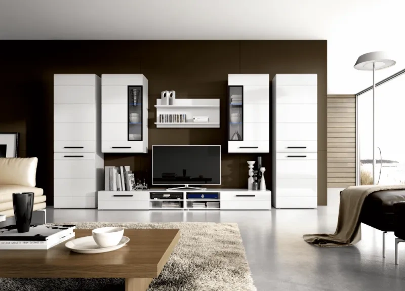 Тумба под ТВ Кёльн 1750, с ящиками, белый аляска / белый гланец