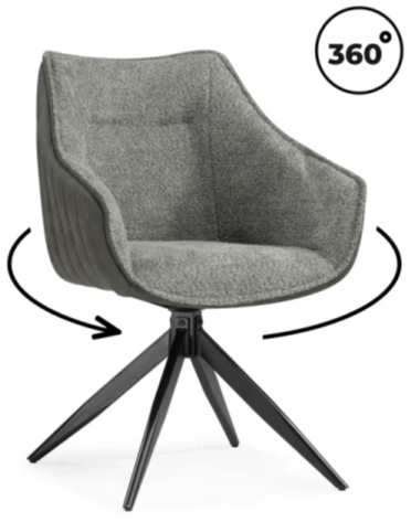 Стул  Kansas, поворотный 360, серый / тёмно-серый / чёрный