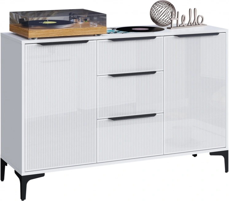 Комод широкий Иадама, белый / белый глянец