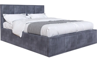 Кровать Октавия 160, мягкая, двуспальная, лана серый