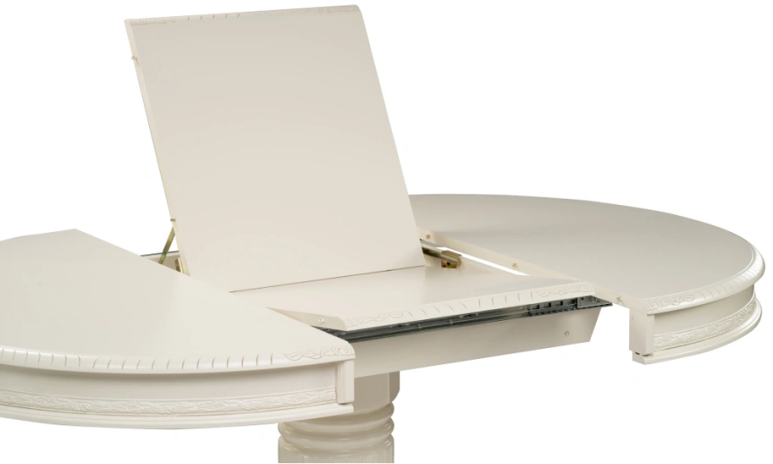 Кухонный обеденный раздвижной стол Альфред, 110(160)х110х80, крем