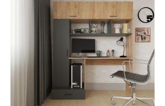 Стол компьютерный Бишоп 1, дуб крафт золотой / антрацит