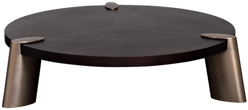 Журнальный стол Kong, 138x138x33, МДФ, шпон, темный орех / латунь