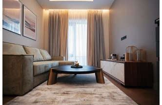 Журнальный стол Kong, 138x138x33, МДФ, шпон, темный орех / латунь