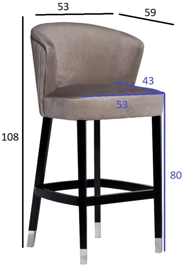 Барный стул 48MY-4115-B PEG, велюр, жемчужно-серый