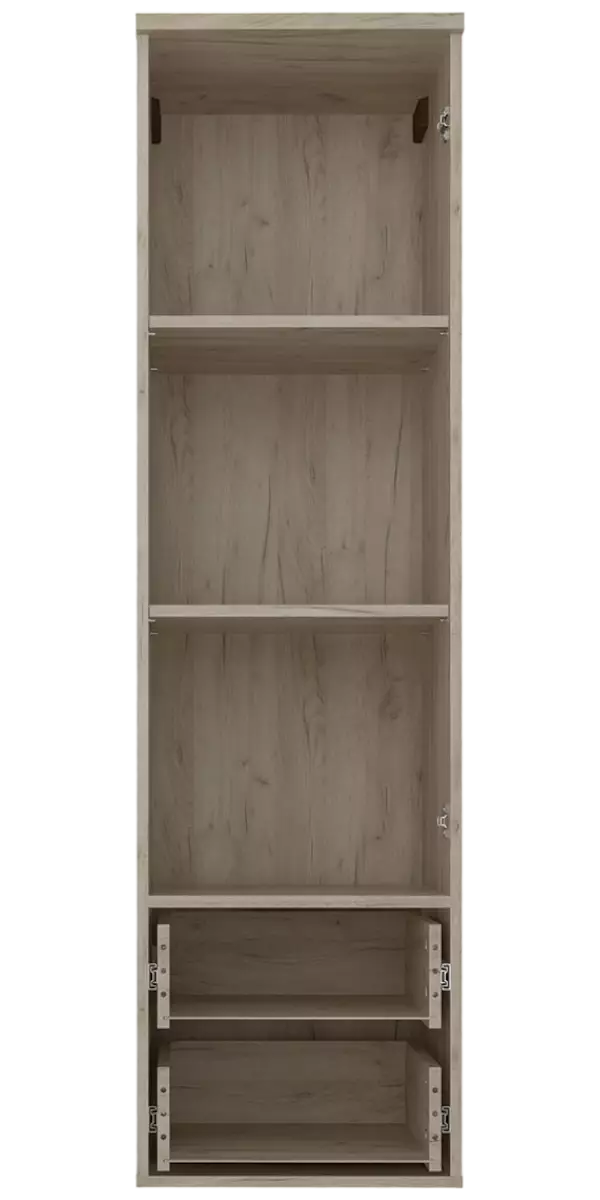 Шкаф навесной Альянс с ящиками, 44x159x34, Дуб крафт/Белый глянец