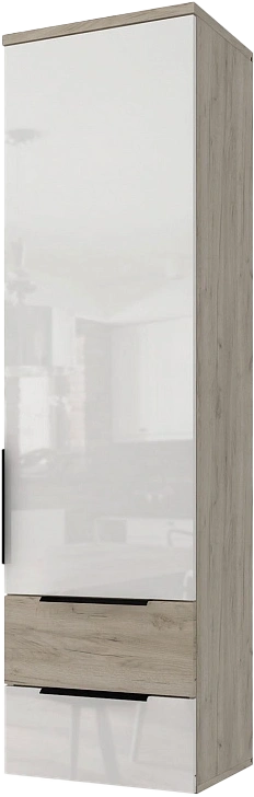 Шкаф навесной Альянс, с ящиками, Дуб крафт / Белый глянец