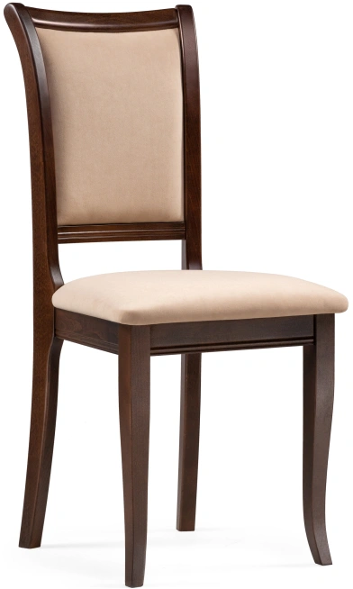 Стул Корнелл, деревянный,  бежевый велюр / орех темный