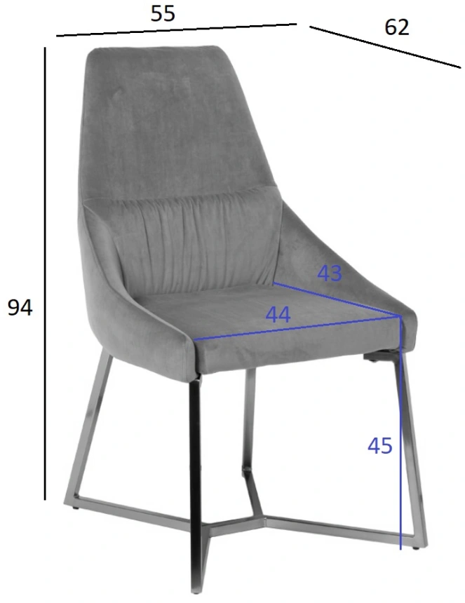 Стул 30C-1185 GRE, мягкий, велюр, серый 