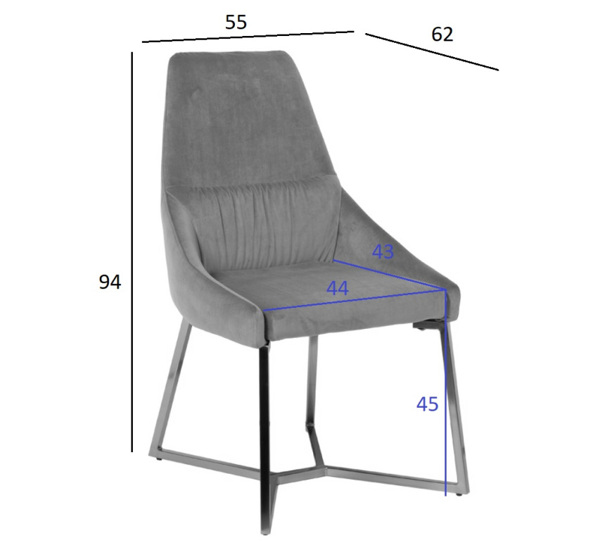 Стул 30C-1185 GRE, мягкий, велюр, серый 