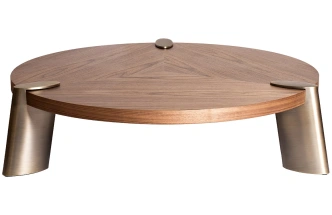 Журнальный стол Kong, 138x138x33, МДФ, шпон, светлый орех / бронза