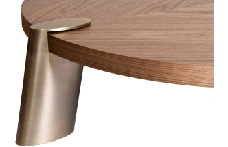 Журнальный стол Kong, 138x138x33, МДФ, шпон, светлый орех / бронза