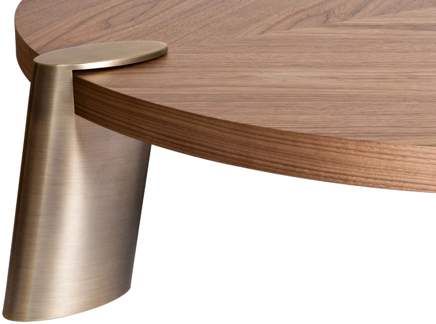 Журнальный стол Kong, 138x138x33, МДФ, шпон, светлый орех / бронза