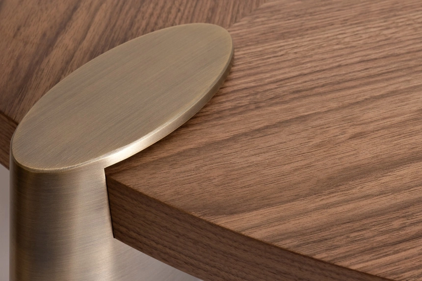 Журнальный стол Kong, 138x138x33, МДФ, шпон, светлый орех / бронза