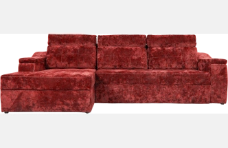 Диван угловой Бруно, ткань Plush rubin, нить белая, угол левый