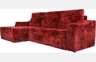 Диван угловой Бруно, ткань Plush rubin, нить белая, угол левый