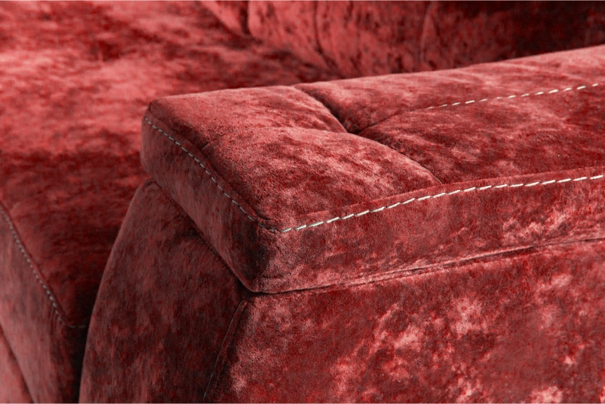Диван угловой Бруно, ткань Plush rubin, нить белая, угол левый