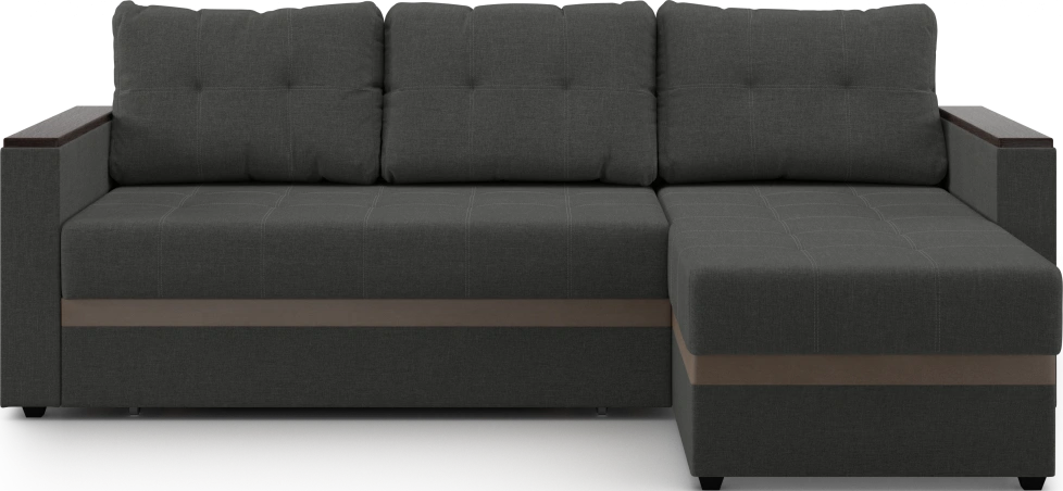 Диван угловой, Атлантик, модель 111, Savana Grey (серый) / ECOstile Chocolate / венге