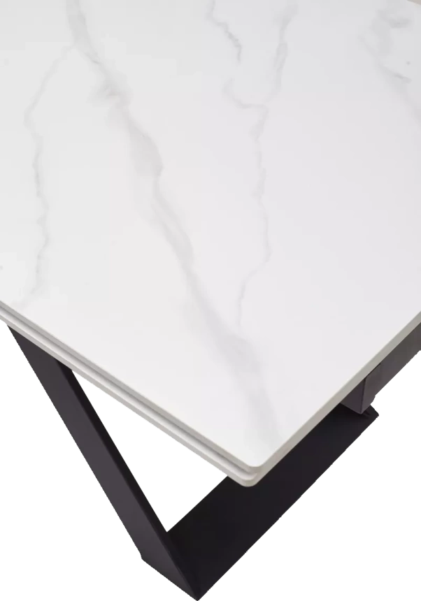 Кухонный стол раздвижной Livorno 180, Matt White Marble Solid Ceramic, Black