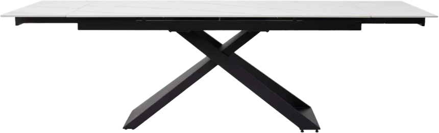 Кухонный стол раздвижной Livorno 180, Matt White Marble Solid Ceramic, Black