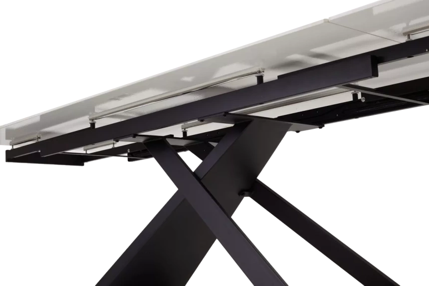 Кухонный стол раздвижной Livorno 180, Matt White Marble Solid Ceramic, Black