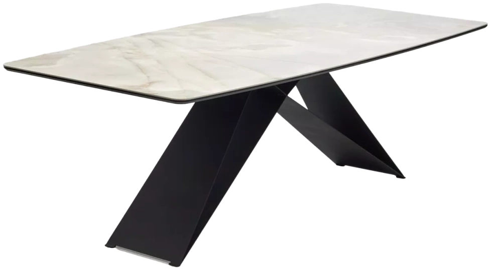 Кухонный стол Марсель 220, REX 769925, Бежевый мрамор, керамика, Черный каркас