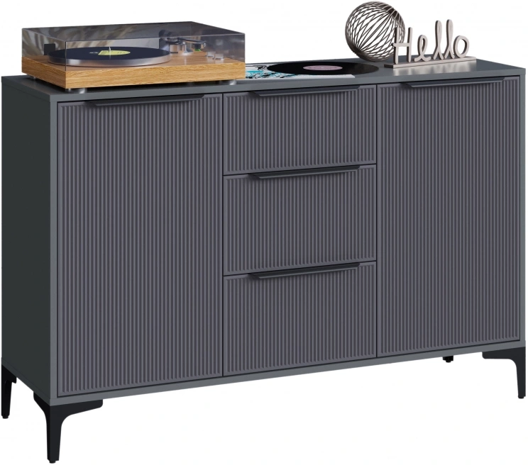 Комод широкий Иадама, графит / графит софт