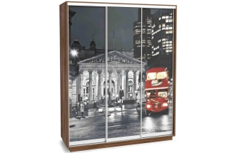 Шкаф-купе Леон 2, с фотопечатью на стекле "Лондон",  дуб стирлинг