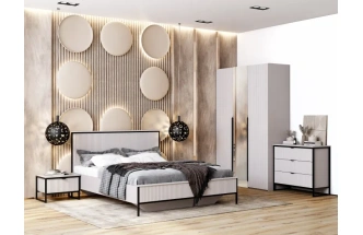 Шкаф трехдверный Нора, распашной с зеркалом, персидский жемчуг / вереск ромено