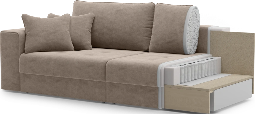 Диван прямой трехместный Конте, модель 036, Danco 290 (коричневый)