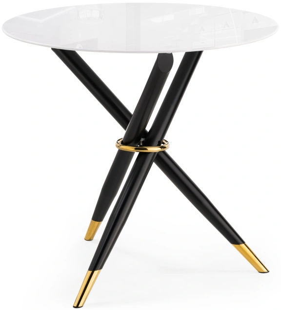 Кухонный стол Rock, 80х75, стекло, белый / черный